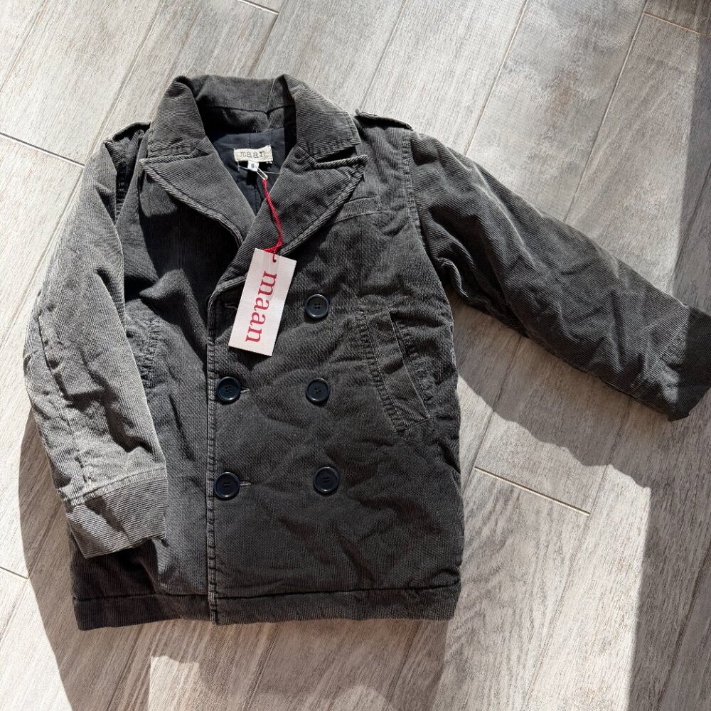 MAAN Kids Corduroy Peacoat Gray Charcoal Size 6 — NWT
